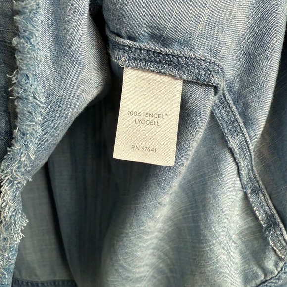 J.Jill Chambry Cap Sleeve Denim Tunic Frayed Hem Medium Petite - Picture 6 of 12